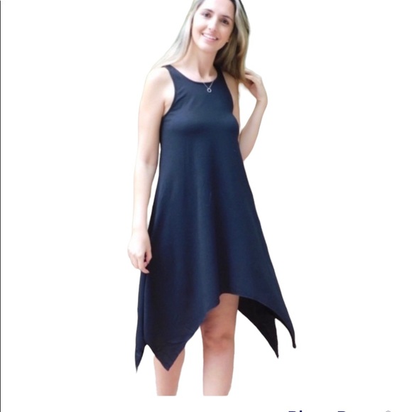 Zenana Outfitters Dresses & Skirts - NEW Misty Pearl FRENCH TERRY MEDIUM BLACK SLEEVELESS HANDKERCHIEF By Misty Pearl